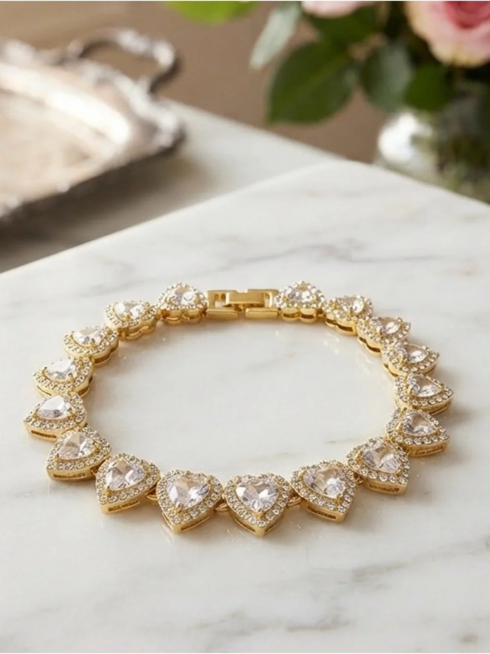 Gold Heart zircon stones Bracelet - Women Jewelry